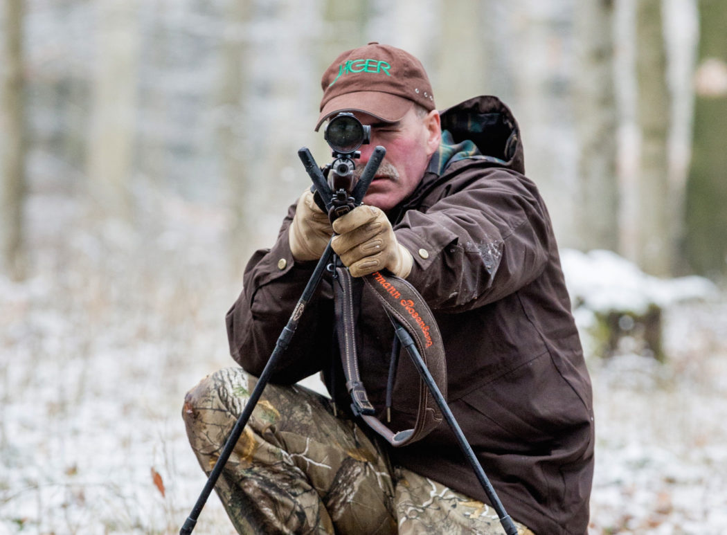 Zielstock   Hirschhorngabel Zielhilfe aus Haselnuss 2-teilig Jagd Wandern 