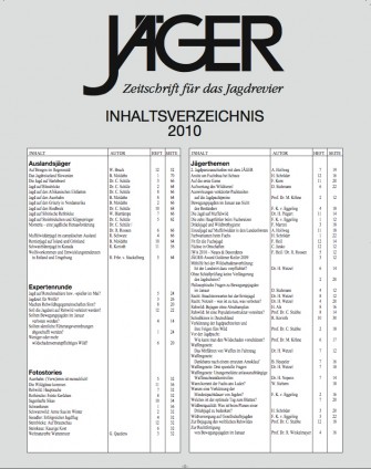 JÄGER-Inhaltsverzeichnis 2010 Hier werden Sie fündig!