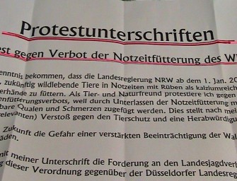 Protest gegen Notzeitfütterungsverbot des Wildes