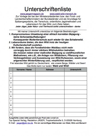 Unterschriftenliste zur \