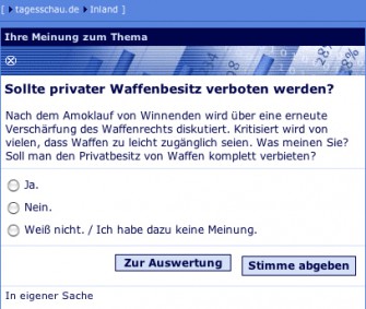 Sollte der private Waffenbesitz verboten werden?  Stimmen Sie jetzt ab!
