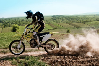 Motorradfahrer quälen tragende Ricke