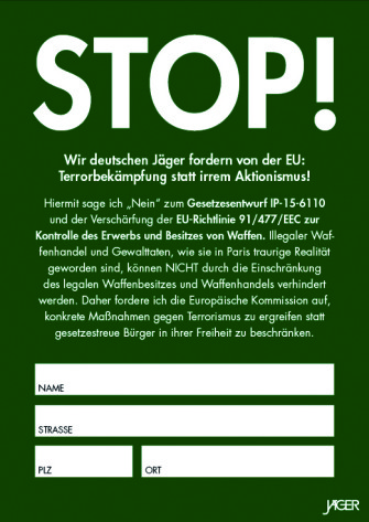 JÄGER-Aktion „STOP“ – ein klares „NEIN“ zum EU-Aktionismus
