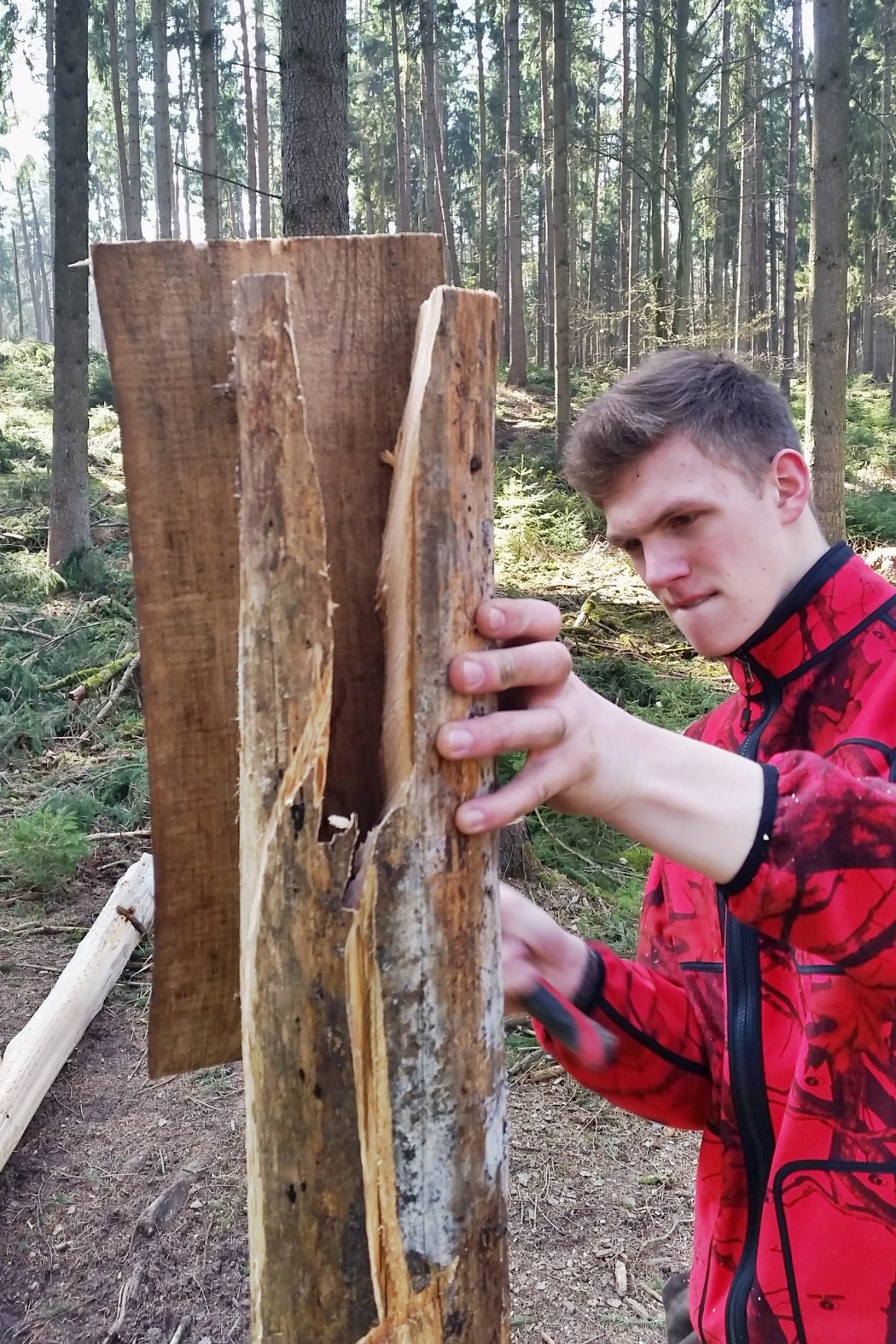 Zwei Bretter werden mit Nägeln befestigt, das sollte halten!